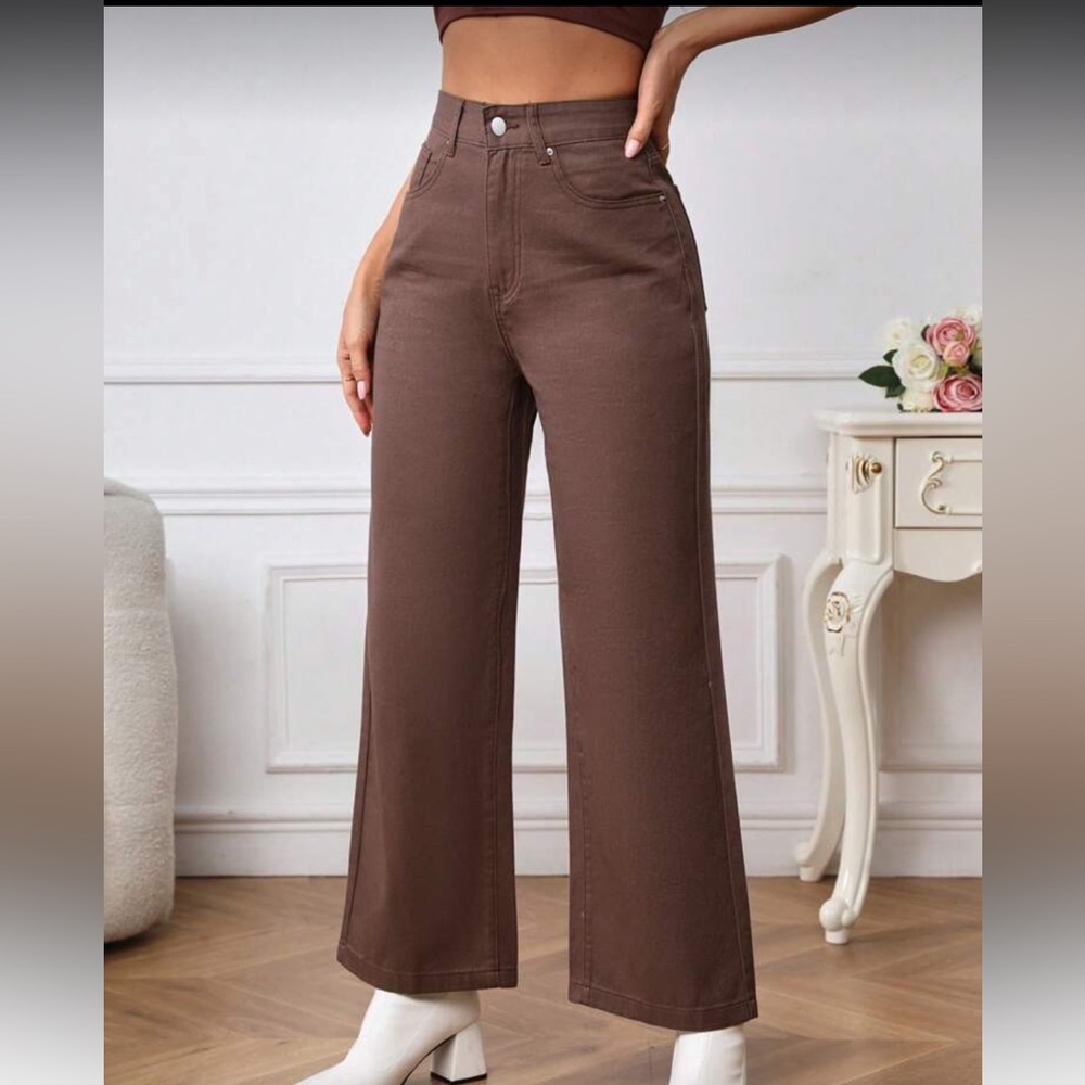 SHEIN Brown Flare & Wide Leg Jeans